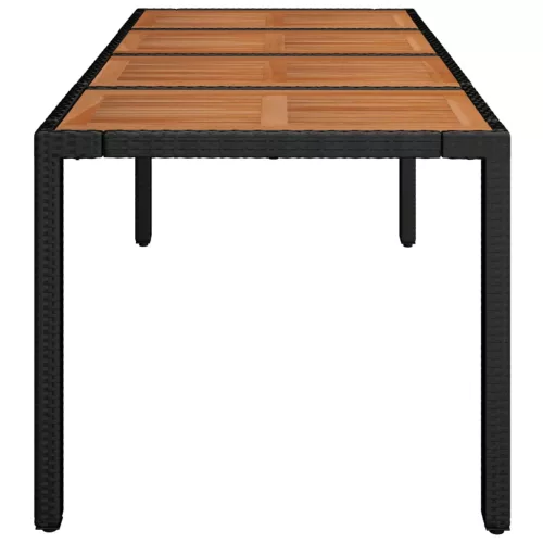 Fekete polyrattan falapos kerti asztal 190 x 90 x 75 cm
