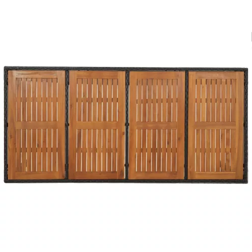 Fekete polyrattan falapos kerti asztal 190 x 90 x 75 cm