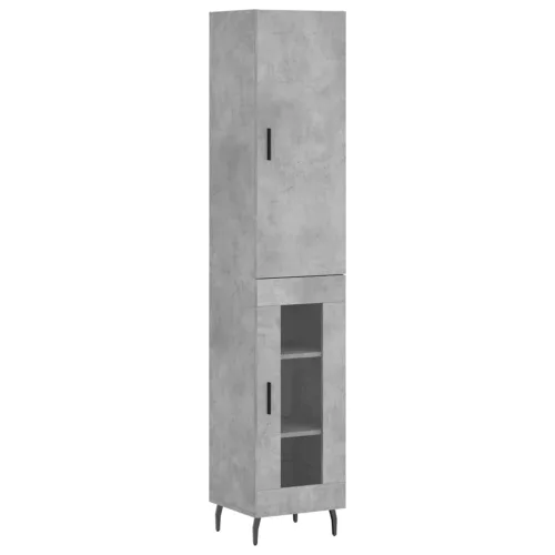 Betonszürke szerelt fa magasszekrény 34,5x34x180 cm