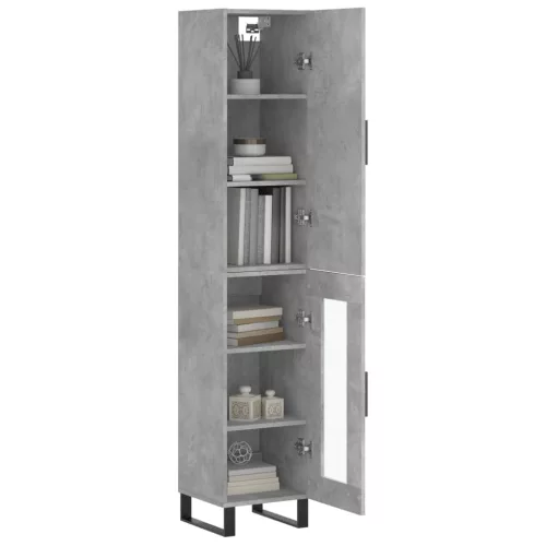 Betonszürke szerelt fa magasszekrény 34,5x34x180 cm