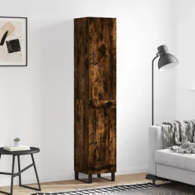   Füstös tölgy színű szerelt fa magasszekrény 34,5x34x180 cm