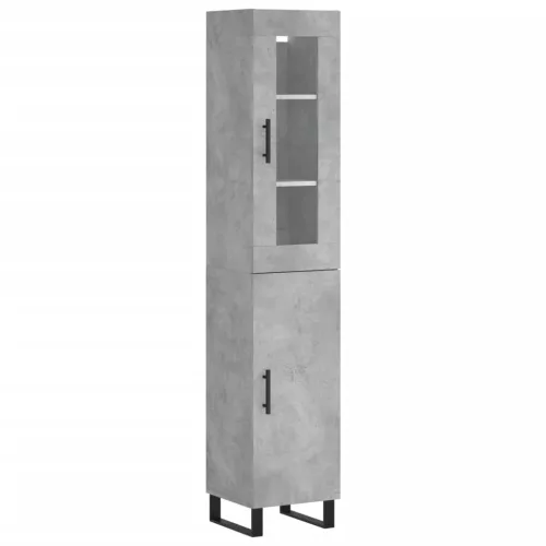 Betonszürke szerelt fa magasszekrény 34,5x34x180 cm