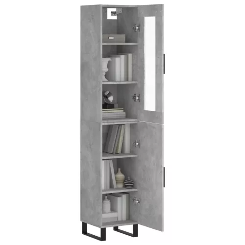 Betonszürke szerelt fa magasszekrény 34,5x34x180 cm