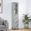 Betonszürke szerelt fa magasszekrény 34,5x34x180 cm
