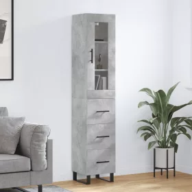 Betonszürke szerelt fa magasszekrény 34,5x34x180 cm