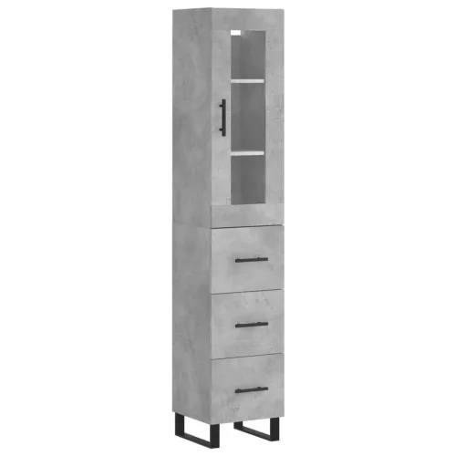 Betonszürke szerelt fa magasszekrény 34,5x34x180 cm