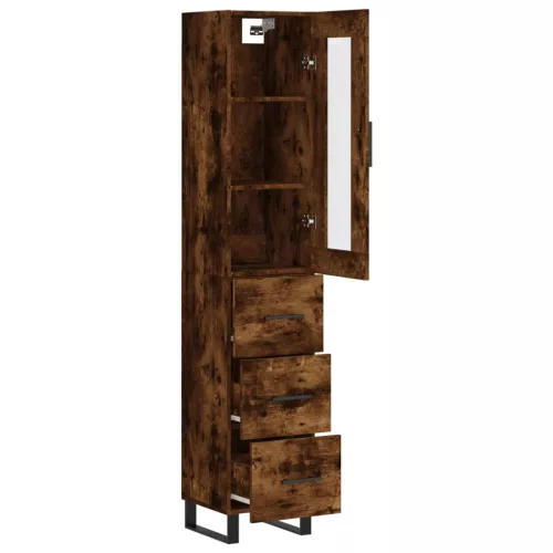 Füstös tölgy színű szerelt fa magasszekrény 34,5x34x180 cm