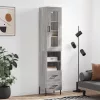 Szürke sonoma szerelt fa magasszekrény 34,5 x 34 x 180 cm