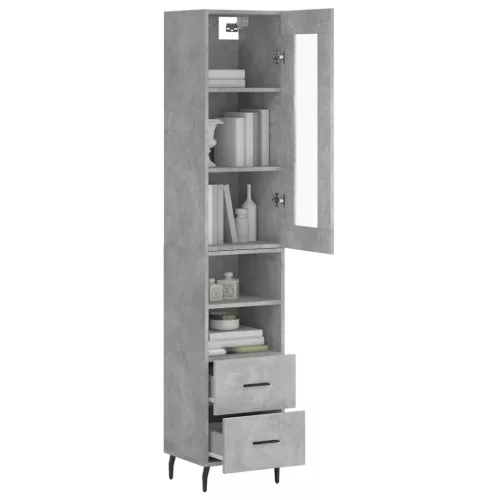 Betonszürke szerelt fa magasszekrény 34,5x34x180 cm