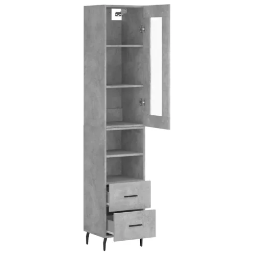 Betonszürke szerelt fa magasszekrény 34,5x34x180 cm