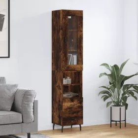   Füstös tölgy színű szerelt fa magasszekrény 34,5x34x180 cm