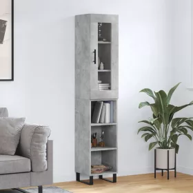 Betonszürke szerelt fa magasszekrény 34,5x34x180 cm