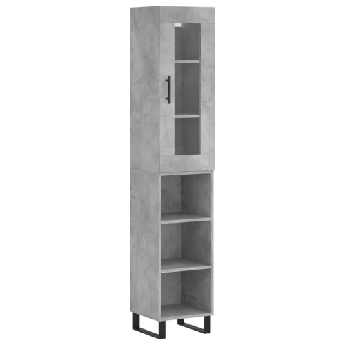 Betonszürke szerelt fa magasszekrény 34,5x34x180 cm