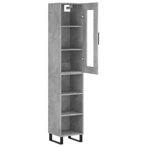 Betonszürke szerelt fa magasszekrény 34,5x34x180 cm