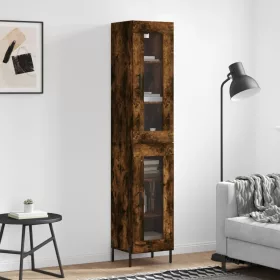   Füstös tölgy színű szerelt fa magasszekrény 34,5x34x180 cm
