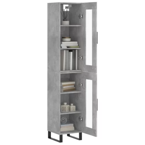 Betonszürke szerelt fa magasszekrény 34,5x34x180 cm