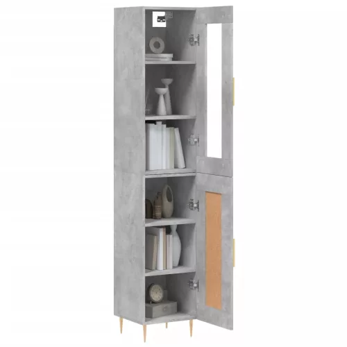 Betonszürke szerelt fa magasszekrény 34,5x34x180 cm