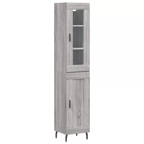 Szürke sonoma szerelt fa magasszekrény 34,5 x 34 x 180 cm