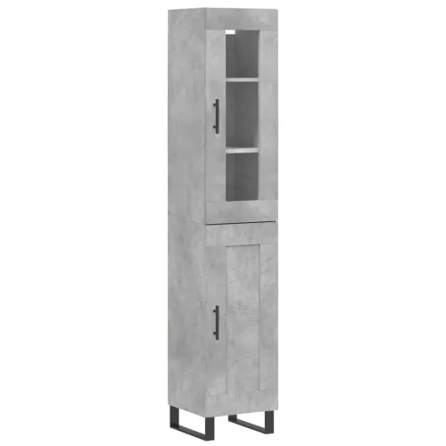 Betonszürke szerelt fa magasszekrény 34,5x34x180 cm