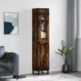   Füstös tölgy színű szerelt fa magasszekrény 34,5x34x180 cm