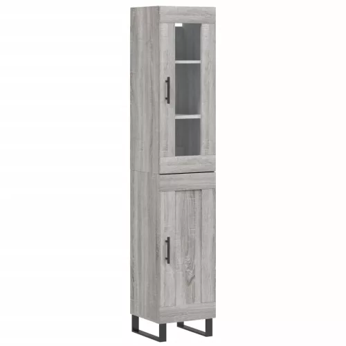 Szürke sonoma szerelt fa magasszekrény 34,5 x 34 x 180 cm