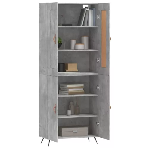 Betonszürke szerelt fa magasszekrény 69,5 x 34 x 180 cm