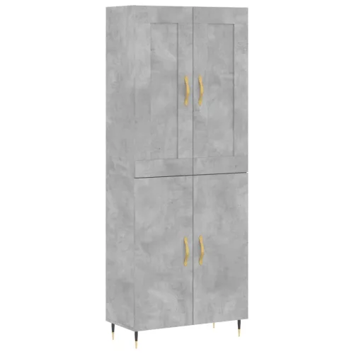 Betonszürke szerelt fa magasszekrény 69,5 x 34 x 180 cm