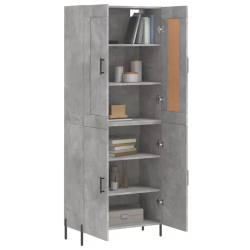 Betonszürke szerelt fa magasszekrény 69,5 x 34 x 180 cm