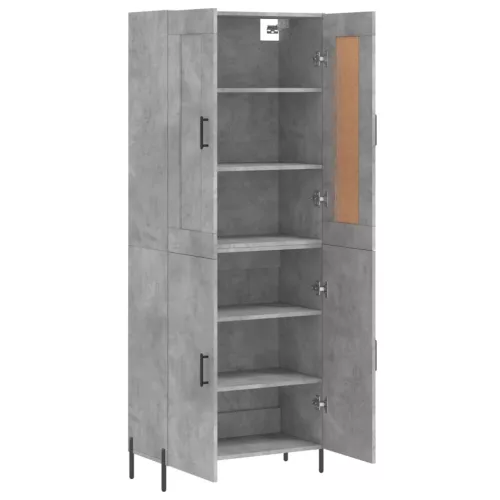 Betonszürke szerelt fa magasszekrény 69,5 x 34 x 180 cm