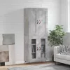 Betonszürke szerelt fa magasszekrény 69,5 x 34 x 180 cm
