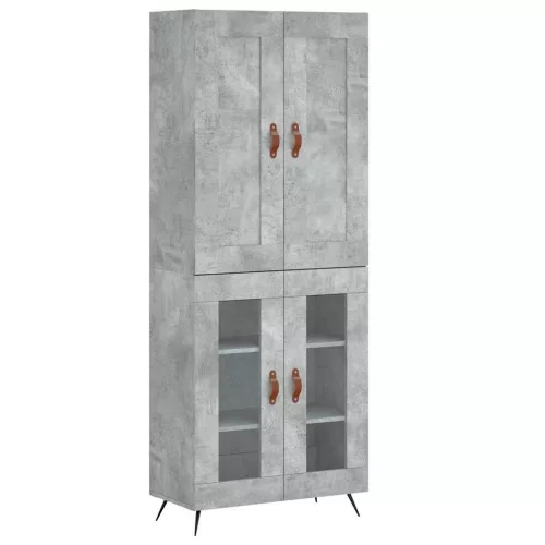 Betonszürke szerelt fa magasszekrény 69,5 x 34 x 180 cm