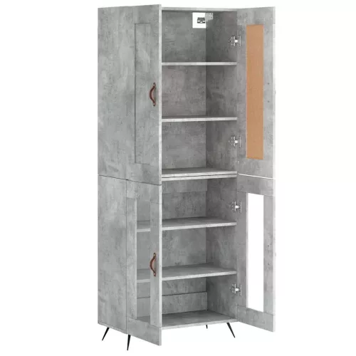 Betonszürke szerelt fa magasszekrény 69,5 x 34 x 180 cm