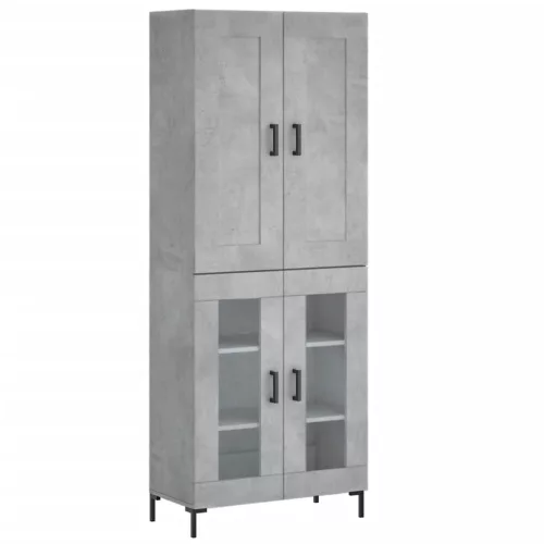 Betonszürke szerelt fa magasszekrény 69,5 x 34 x 180 cm