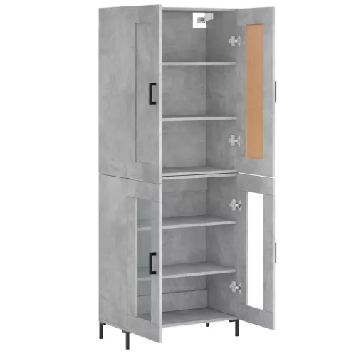 Betonszürke szerelt fa magasszekrény 69,5 x 34 x 180 cm