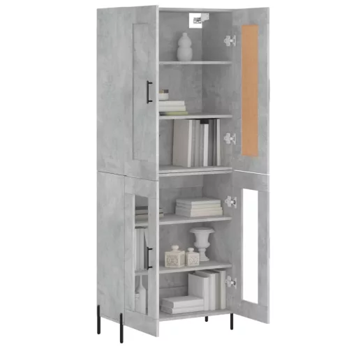 Betonszürke szerelt fa magasszekrény 69,5 x 34 x 180 cm