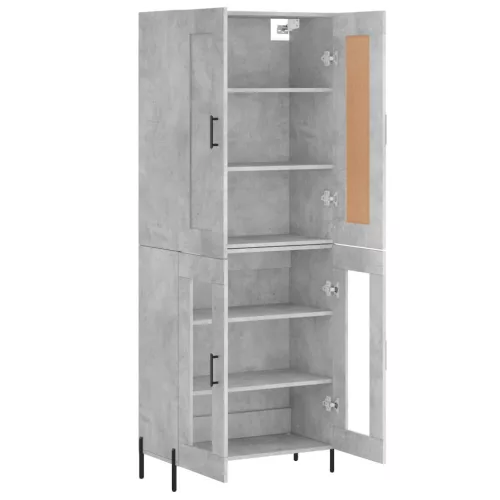 Betonszürke szerelt fa magasszekrény 69,5 x 34 x 180 cm