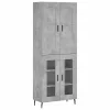 Betonszürke szerelt fa magasszekrény 69,5 x 34 x 180 cm