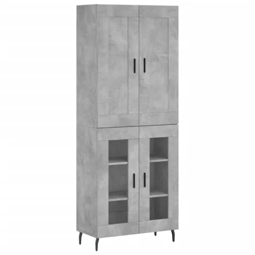 Betonszürke szerelt fa magasszekrény 69,5 x 34 x 180 cm