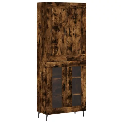 Füstös tölgy színű szerelt fa magasszekrény 69,5 x 34 x 180 cm