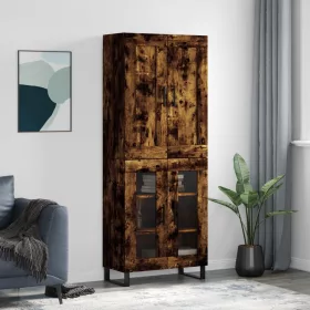   Füstös tölgy színű szerelt fa magasszekrény 69,5 x 34 x 180 cm