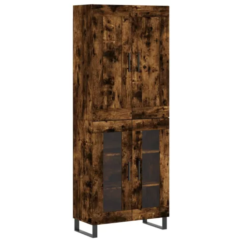 Füstös tölgy színű szerelt fa magasszekrény 69,5 x 34 x 180 cm
