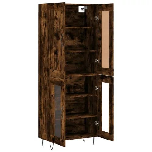 Füstös tölgy színű szerelt fa magasszekrény 69,5 x 34 x 180 cm