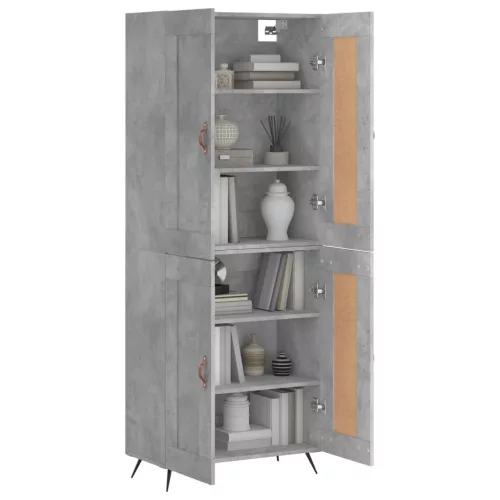 Betonszürke szerelt fa magasszekrény 69,5 x 34 x 180 cm