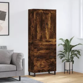   Füstös tölgy színű szerelt fa magasszekrény 69,5 x 34 x 180 cm