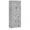 Betonszürke szerelt fa magasszekrény 69,5 x 34 x 180 cm