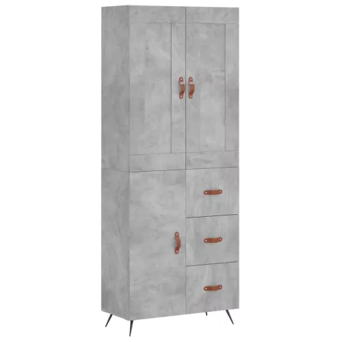 Betonszürke szerelt fa magasszekrény 69,5 x 34 x 180 cm