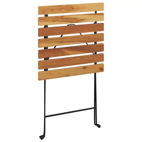 Tömör tíkfa és acél összecsukható bisztróasztal 55 x 54 x 71 cm