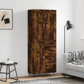   Füstös tölgy színű szerelt fa magasszekrény 69,5 x 34 x 180 cm