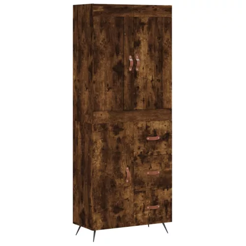 Füstös tölgy színű szerelt fa magasszekrény 69,5 x 34 x 180 cm