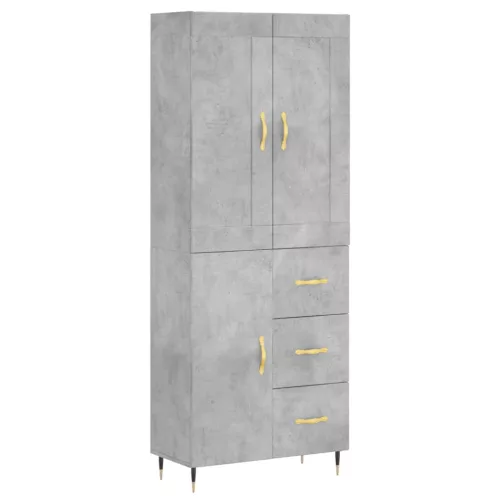 Betonszürke szerelt fa magasszekrény 69,5 x 34 x 180 cm